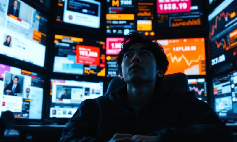 情報過多で混乱する現代人のイメージ