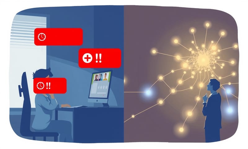 思考の質の対比：促される思考 vs 湧き上がる思考