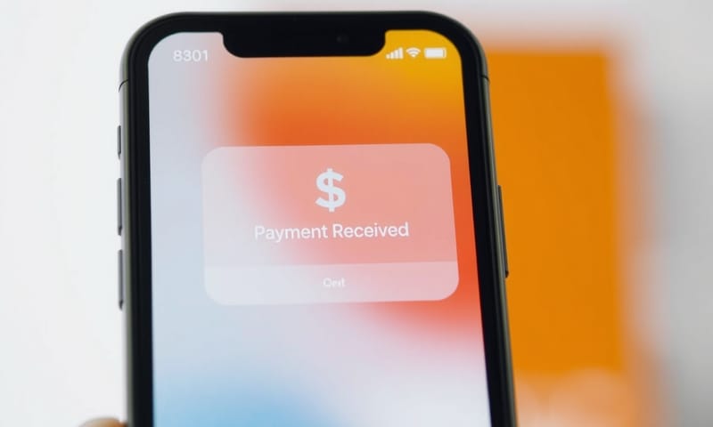 支払い受領を知らせるスマホの通知