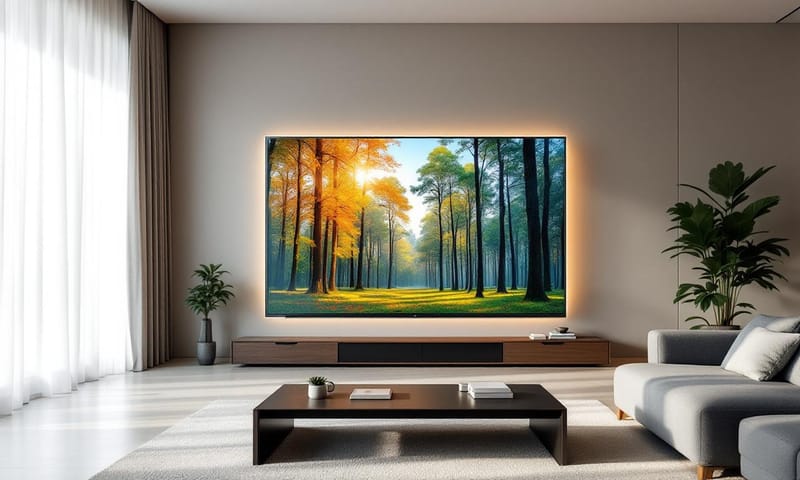 リビングに置いた透明ディスプレイのイメージ