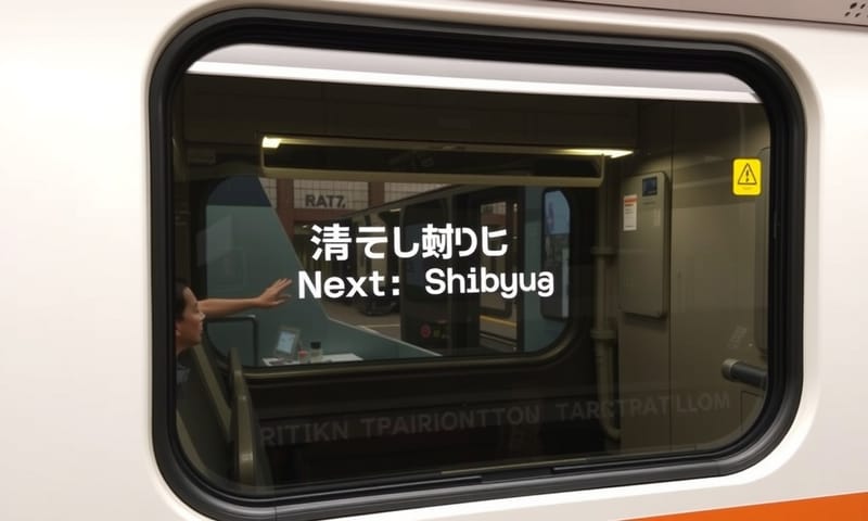 日本の電車で使われている透明ディスプレイの想像図