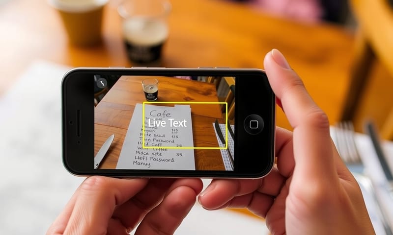 写真の中のテキストを認識している様子