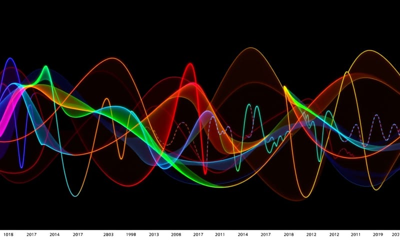 複数年にわたる気分ログを心電図のように表現したアート