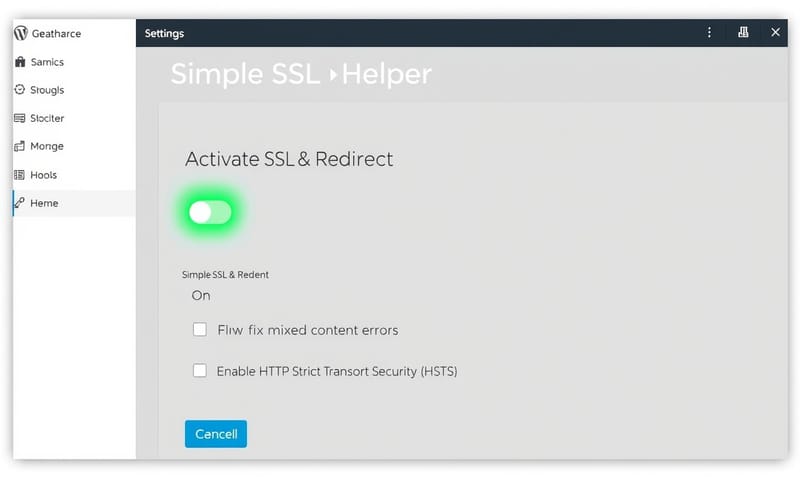 図2: WordPressでHTTPS化プラグインを設定している画面のイメージ