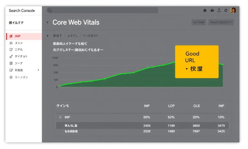 Google Search Consoleでのコアウェブバイタル改善イメージ