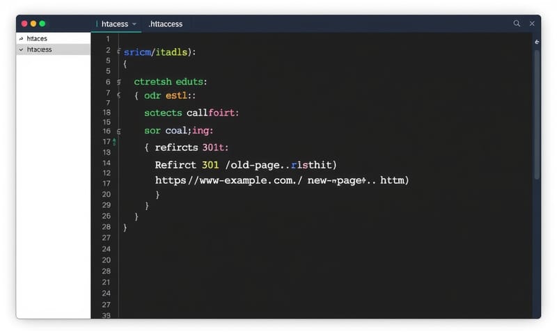 .htaccessファイルにリダイレクト設定を書き込むイメージ