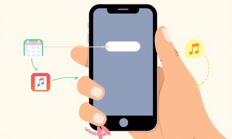 iPhoneのボタン一つで複数のタスクが連鎖的に動く様子